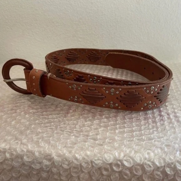 VINTAGE Abercrombie & Fitch genuine leather Studded Leather Belt New main image 7